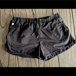 Black short lounge shorts with drawstrings from Senita Athletics